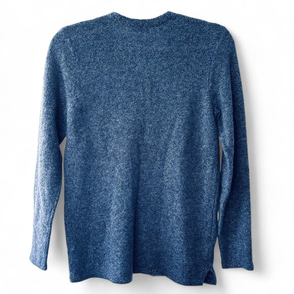 J. Mclaughlin ‘Alice” Metallic Blue Merino Wool Sweater - Picture 3 of 7